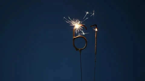 61 Years Celebration Festive Background Sparklers Stock Footage 323226898