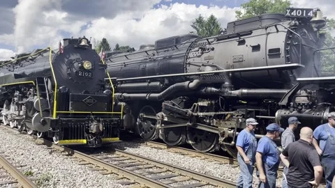 6/13/2026: Steam engine crews meet and greet in Mountaintop, PA Stock Footage 336932419