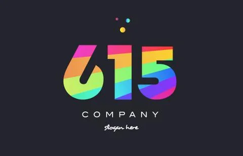 615 colored rainbow creative number digit numeral logo icon Stock Illustration