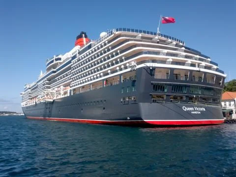 6/16/2013 ,oslo norway beautiful queen victoria ship docked in oslo port Stock Photos