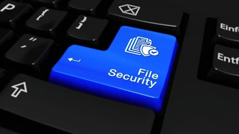 62. File Security Round Motion On Computer Keyboard Button. Stock Footage 95392065