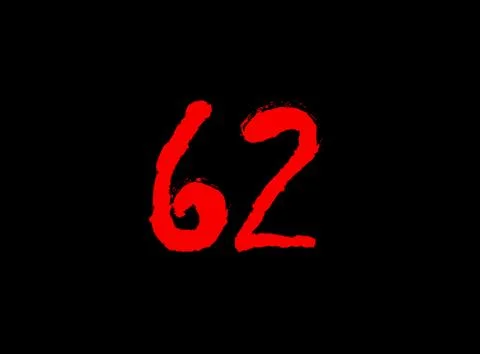 62 Horror bloody, scary vector number. Insane Fear brutal, scream font. Wicke Stock Illustration
