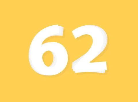 62 Number vector, modern layers design font. Eps10 illustration 스톡 일러스트