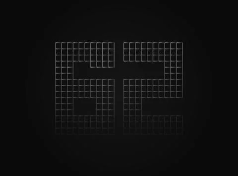 62 vector number made of metal chain link fence. For logo, brand label, desig Illustrazione stock