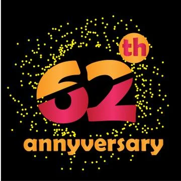 62 Year Anniversary Vector Template Design Illustration - Vector Stock Illustration
