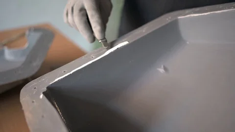 62 year old man working at the fiber workshop Stock Footage 122253621