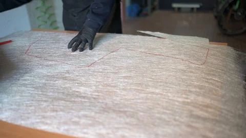 62 year old man working at the fiber workshop Stock Footage 122253654