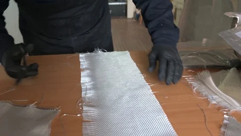 62 year old man working at the fiber workshop Stock Footage 122253822