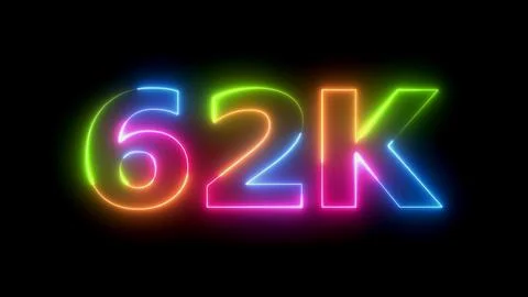 62k neon light glow effect colorful text Illustrazione stock