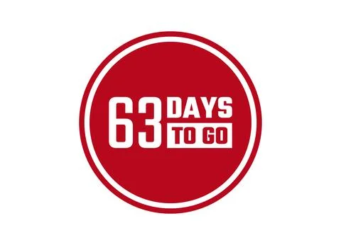 63 days to go red vector banner illustration isolated on white background Stock Illustration