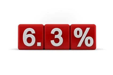 6.3 percent in white numbers on red cubes Stock Illustration