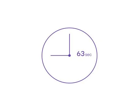 The 63 seconds, Timer 63 sec icon, stopwatch vector icon. Clock and watch, .. 库存插图
