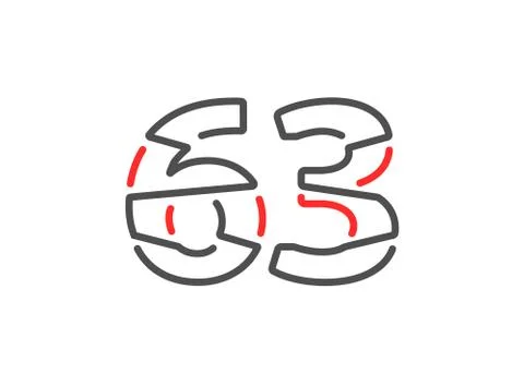 63 vector number. Modern trendy, creative style line design. For logo, brand  Illustrazione stock