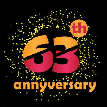 63 Year Anniversary Vector Template Design Illustration - Vector Stock Illustration