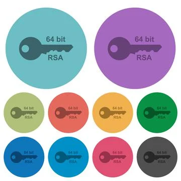 64 bit rsa encryption color darker flat icons Stock Illustration