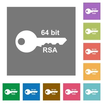 64 bit rsa encryption square flat icons Stock Illustration