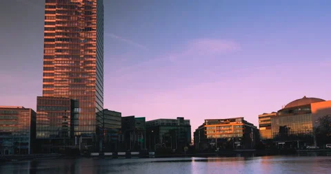 64. Day to night timelaps, Cologne Germany, Mediapark Stock Footage 145434190