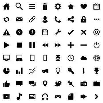 64 Flat Vector Icons for Web Business and Social Illustrazione stock