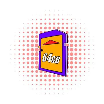 64 GB SD memory card icon, comics style 스톡 일러스트