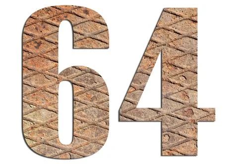 64  with metal texture on white background Stock Photos