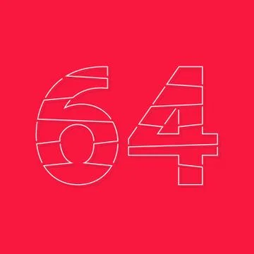 64 number, linear stroke font. Modern trendy, creative style design. For logo Stock Illustration