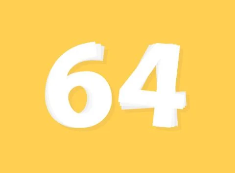 64 Number vector, modern layers design font. Eps10 illustration Stock Illustration