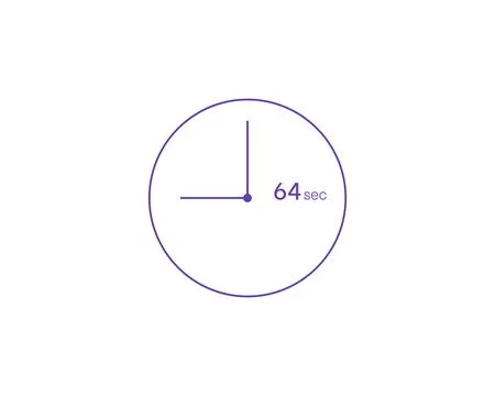 The 64 seconds, Timer 64 sec icon, stopwatch vector icon. Clock and watch, .. 库存插图