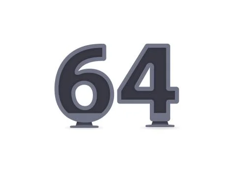 64 vector number design. For logo, brand label, design elements, corporate id Stock Illustration