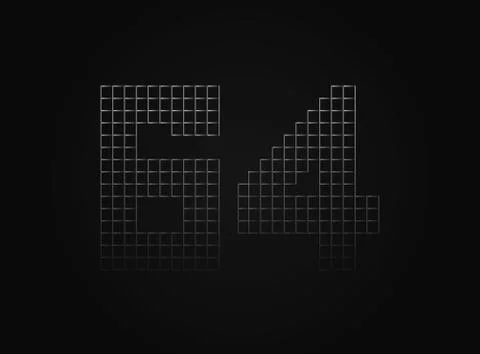 64 vector number made of metal chain link fence. For logo, brand label, desig Stock Illustration