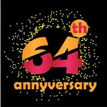 64 Year Anniversary Vector Template Design Illustration - Vector Stock Illustration