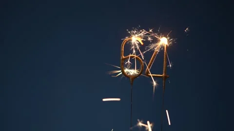 64 Years Celebration Festive Background with Sparklers Stock Footage 323226907