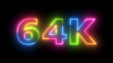 64K Neon Light Text Animated  Digital Count Celebration Success Vivid Color.. Stock Illustration