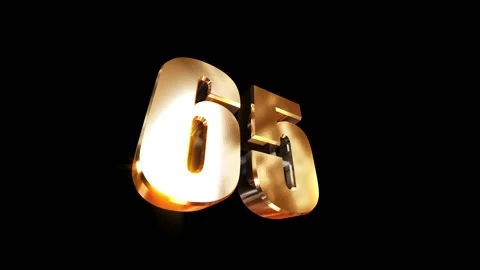 65, 3d golgen text number on black background 스톡 동영상 127697951