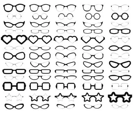 65 Assorted Glasses Silhouettes Illustrazione stock