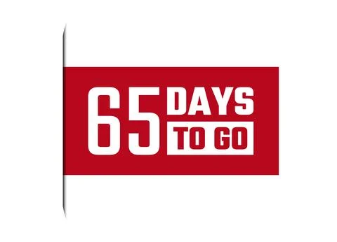 65 days to go red vector banner illustration isolated on white background Stock Illustration