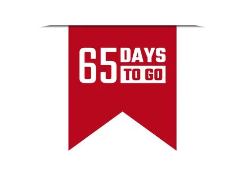 65 days to go red vector banner illustration isolated on white background Stock Illustration