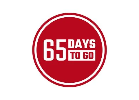 65 days to go red vector banner illustration isolated on white background Stock Illustration