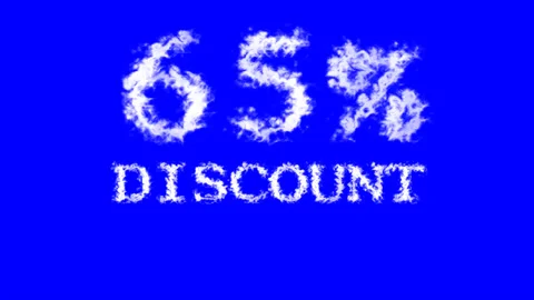 65% discount cloud text effect blue isolated background Stock Footage 139640381