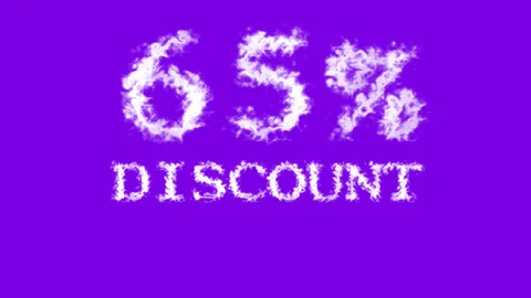 65% discount cloud text effect violet isolated background Stock Footage 139640406