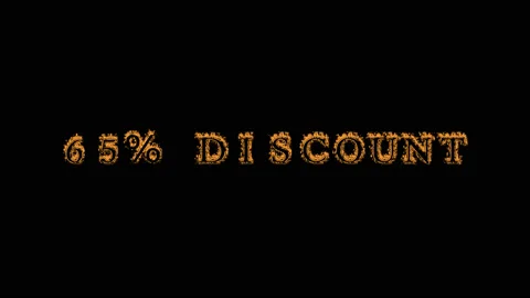 65% discount fire text effect black background Stock Footage 136314526