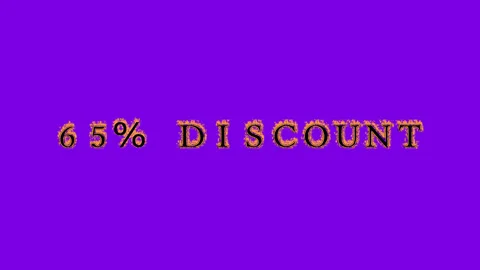 65% discount fire text effect violet background Stock Footage 136314528