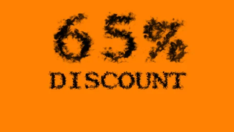 65% discount smoke text effect orange isolated background Stock Footage 139628321