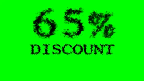 65% discount smoke text effect green isolated background Stock Footage 139628394