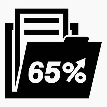 65% increase in stock prices. Increase in the value of securities. Stock Illustration