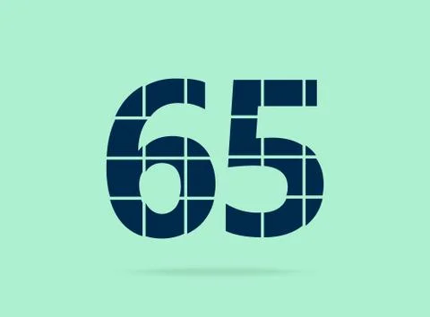 65 number, vector desing font.  Made of knife cut. For logo, brand label, des Stock Illustration