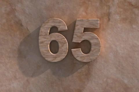 65 in numerals in mottled sandstone Stock Illustration