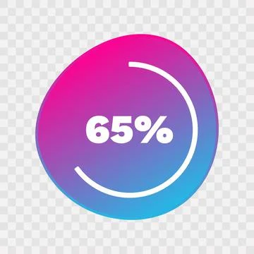 65 percent chart. Vector percentage infographic element. Gradient icon Stock Illustration
