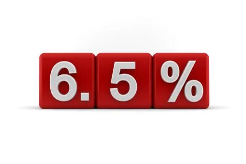 6.5 percent in white numbers on red cubes Stock Illustration
