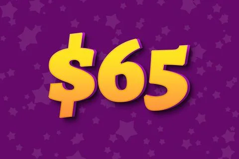 65 sixty-five Dollar usd price sale offer. 3d black Stock Illustration