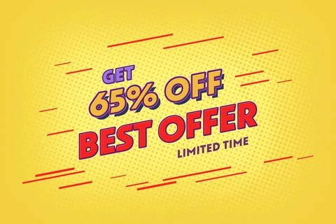 65 sixty-five Percent off super sale shopping halftone banner. frame percent Stock Illustration